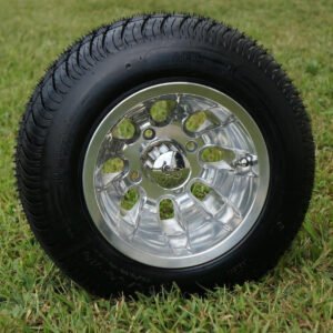 10" SILVER BULLET Polished Aluminum Wheels and 205/50-10 Low Profile DOT Tires - Set of 4 - Image 1