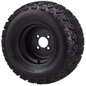 10" Solid BLACK Steel Wheels and 20x10-10" DOT All Terrain Tires Combo - Set of 4 - Image 1