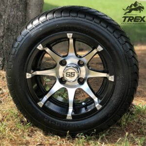 12" BANSHEE Black/Machined Aluminum Golf Cart Wheels and 215/50-12" DOT ComfortRide Golf Cart Tires - Set of 4 - Image 3