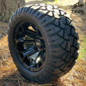 12" BLACKJACK Gloss Black Aluminum Wheels and 20x10-12" STINGER All Terrain Tires - Set of 4 - Image 3