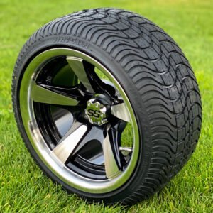 12" BULLITT Machined/Black Aluminum Wheels and 215/40-12 Low Profile DOT Tires Combo - Set of 4 - Image 3