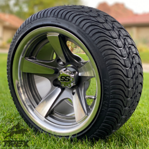12" BULLITT Gunmetal/Machined Aluminum Wheels and 215/40-12 Low Profile DOT Tires Combo - Set of 4 - Image 7