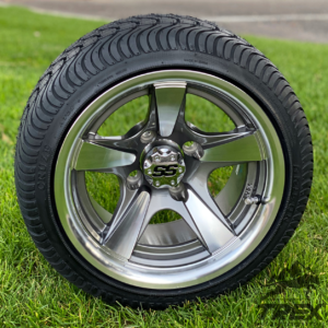 12" BULLITT Gunmetal/Machined Aluminum Wheels and 215/40-12 Low Profile DOT Tires Combo - Set of 4 - Image 6