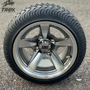 12" BULLITT Gunmetal/Machined Aluminum Wheels and 215/40-12 Low Profile DOT Tires Combo - Set of 4 - Image 12