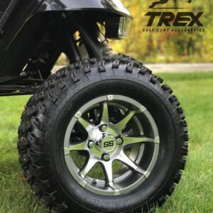 12" BANSHEE Gunmetal/ Machined Aluminum Wheels and 23" All Terrain Tires Combo - Set of 4 - Image 7
