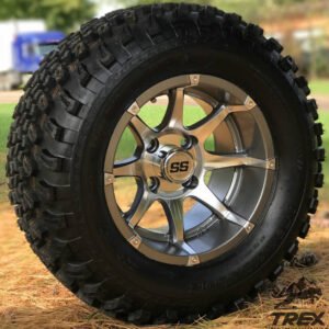 12" BANSHEE Gunmetal/ Machined Aluminum Wheels and 23" All Terrain Tires Combo - Set of 4 - Image 4