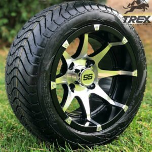 12" BANSHEE Machined/ Gloss Black Aluminum Wheels and 215/40-12 Low Profile DOT Tires Combo - Set of 4 - Image 5