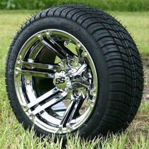 12" TERMINATOR Chrome Wheels and 215/40-12 Low Profile DOT Tires Combo - Set of 4 - Image 1