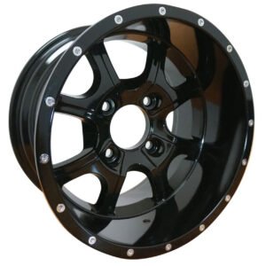 12" STALKER Black Aluminum Wheels and 215/40-12 Low Profile DOT Tires Combo - Set of 4 - Image 4