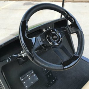 Club Car DS 13" Aviator-5 Black Grip Golf Cart Steering Wheel w/ Black Aluminum Spokes (Fits all Years) - Image 2