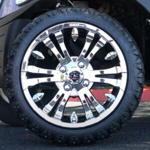14" VAMPIRE Chrome Wheels and 20x8.50-14 STINGER DOT All Terrain Tires Combo - Set of 4 - Image 1