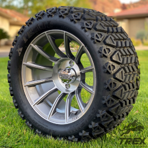 14" TITAN Gunmetal/ Machined Aluminum Wheels and 23x10-14 DOT All Terrain Tires Combo - Set of 4 - Image 9