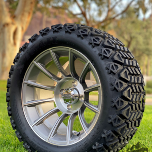 14" TITAN Gunmetal/ Machined Aluminum Wheels and 23x10-14 DOT All Terrain Tires Combo - Set of 4 - Image 5