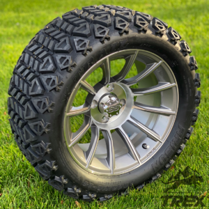 14" TITAN Gunmetal/ Machined Aluminum Wheels and 23x10-14 DOT All Terrain Tires Combo - Set of 4 - Image 3