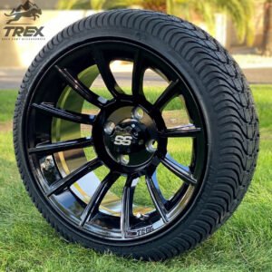 14" TITAN Gloss Black Aluminum Wheels and 205/30-14 Low Profile DOT Tires Combo - Set of 4 - Image 1