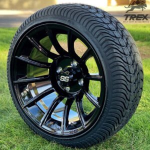 14" TITAN Gloss Black Aluminum Wheels and 205/30-14 Low Profile DOT Tires Combo - Set of 4 - Image 3