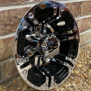 8" TERMINATOR Black/ Silver Metallic Golf Cart Hub Caps (Set of 4 Wheel Covers) - Image 3