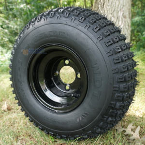 8" Black Steel Golf Cart Wheels and 18x9.50-8" Slasher Knobby Scorpion Tires - Set of 4 - Image 3