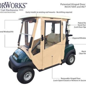 Club Car DS Enclosure / Golf Cart Cover - DoorWorks Hinged Hard Door (Sunbrella Material) - Image 2