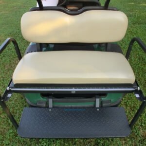 EZGO RXV Golf Cart Rear Seat Kit NOMAD - Stone/Beige (Matches Factory front seats) - Flip Seat w/ Cargo Bed & FREE Grab Bar - Image 4