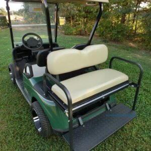 EZGO RXV Golf Cart Rear Seat Kit NOMAD - Stone/Beige (Matches Factory front seats) - Flip Seat w/ Cargo Bed & FREE Grab Bar - Image 3