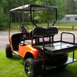 EZGO TXT / Medalist / PDS Golf Cart Rear Seat Kit NOMAD - BLACK (Flip Seat w/ Cargo Bed & FREE Grab Bar) - Image 3