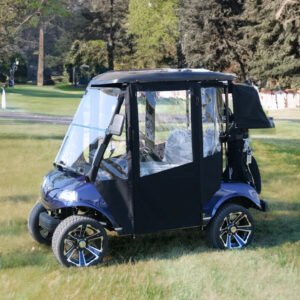 Evolution Classic 2 Pro Enclosure / Golf Cart Cover - DoorWorks Hinged Hard Door (BLACK, Sunbrella Material) - Image 1