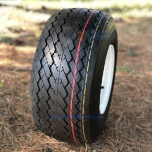 Slasher 18x8.50-8 GTX OEM Sawtooth Tire and White Golf Cart Wheel Combo - Image 4