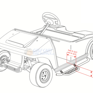 SGC Club Car DS Nerf Bars Set - BLACK Side Step Running Board (Fits 2004+) - Image 2