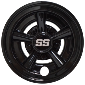 SS Gloss Black 8" Golf Cart Hub Caps - Set of 4 Wheel Covers - Image 3