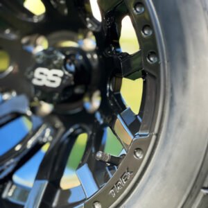 12" MAVERICK Gloss Black Aluminum Wheels and 215/50-12 ComfortRide DOT Tires Combo - Set of 4 - Image 4