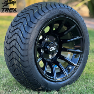 12" TITAN Gloss Black Aluminum Wheels and 215/40-12 Low Profile DOT Tires Combo - Set of 4 - Image 2