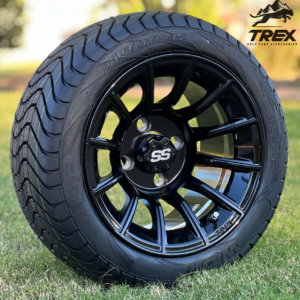 12" TITAN Gloss Black Aluminum Wheels and 215/40-12 Low Profile DOT Tires Combo - Set of 4 - Image 3