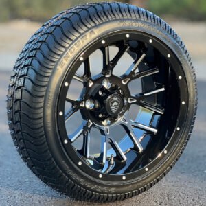 14" SPARTAN Black / Milled Wheels and 205/30-14 Low Profile DOT Tires Combo - Set of 4 - Image 1