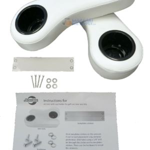 PURE WHITE Golf Cart Cup Holder Rear Seat Arm Rest Cushion - Fits EZGO / Club Car / Yamaha - Image 2