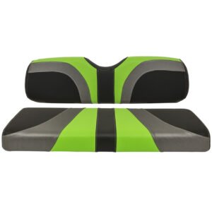 Red Dot BLADE Front Golf Cart Seat Covers in Lime Green/ Black Carbon Fiber/ Charcoal (Fits all Carts!) - Image 2