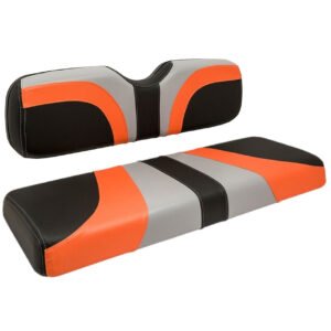 Red Dot BLADE Front Golf Cart Seat Covers in Lime Orange/ Black Carbon Fiber/ Gray (Fits all Carts!) - Image 1