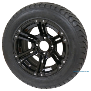 12" TERMINATOR Gloss Black Wheels and 215/50-12 ComfortRide DOT Tires - Set of 4 - Image 1